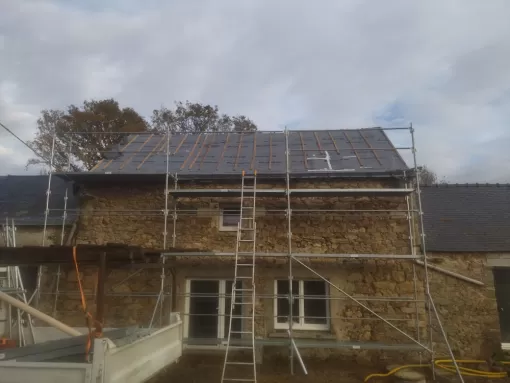 Rénovation de la toiture, isolation et bardage des pignons en ardoise,pose de gouttière nantaise a lavau sur Loire , Sainte-Anne-sur-Brivet, QUIRRION MICKAEL COUVREUR ZINGUEUR GUERINOIS