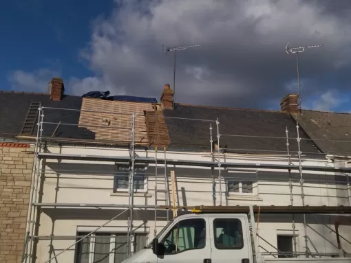 Chantier de rénovation de toiture avec pose d'une toiture en zinc joint debout sur la commune de campbon , Sainte-Anne-sur-Brivet, QUIRRION MICKAEL COUVREUR ZINGUEUR GUERINOIS