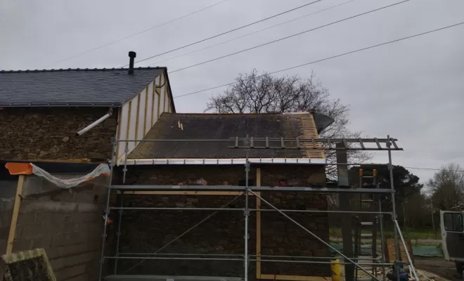 Rénovation de la toiture, isolation et bardage des pignons en ardoise,pose de gouttière nantaise a lavau sur Loire , Sainte-Anne-sur-Brivet, QUIRRION MICKAEL COUVREUR ZINGUEUR GUERINOIS