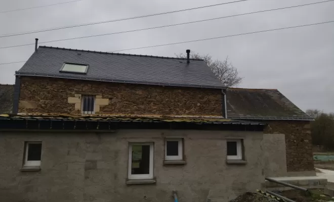 Rénovation de la toiture, isolation et bardage des pignons en ardoise,pose de gouttière nantaise a lavau sur Loire , Sainte-Anne-sur-Brivet, QUIRRION MICKAEL COUVREUR ZINGUEUR GUERINOIS