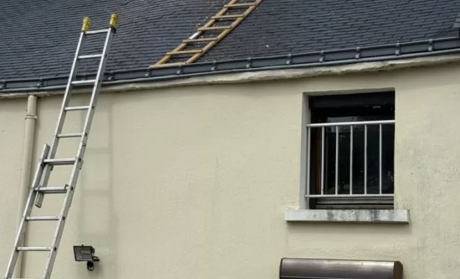 Bardage cheminée en ardoise naturel sur la commune de campbon, Sainte-Anne-sur-Brivet, QUIRRION MICKAEL COUVREUR ZINGUEUR GUERINOIS